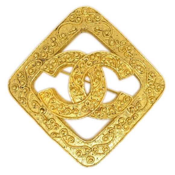 Chanel Rhombus Brooch Pin Gold 94A 143181 - Picture 1 of 4